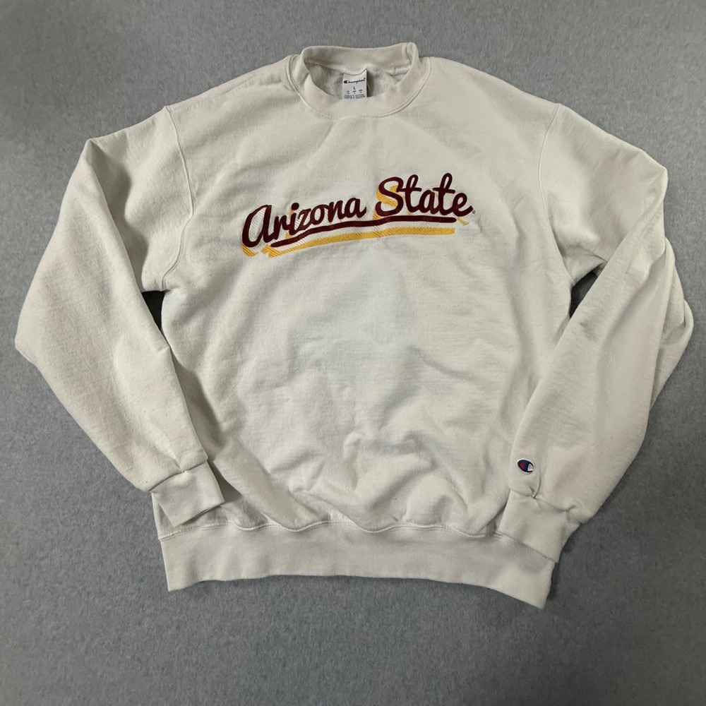 Champion Arizona State Sun Devils Crewneck Sweatshirt Cream Mens Large ASU